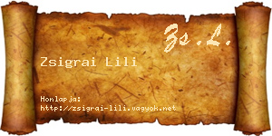 Zsigrai Lili névjegykártya
